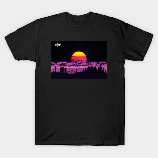 Kiev Outrun Neon Nights T-Shirt by Ferrazi